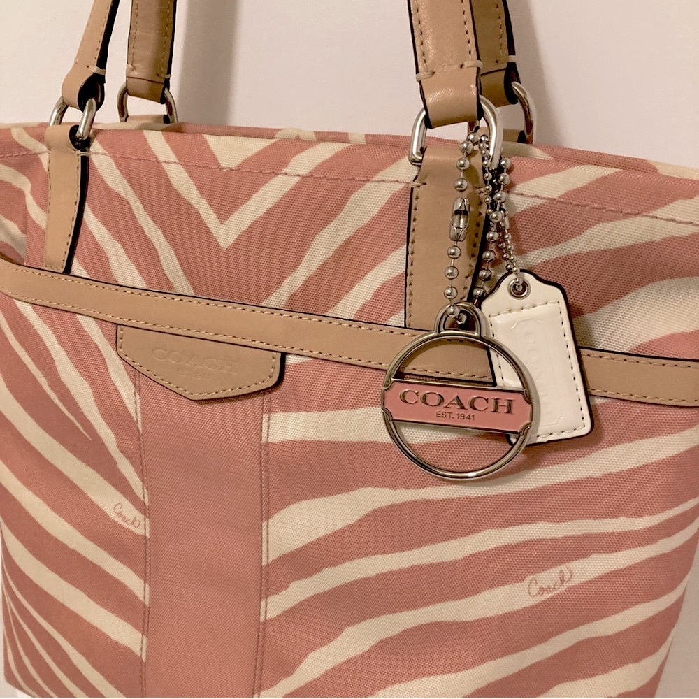 Coach Pink Zebra Print Tote - Picture 6 of 12